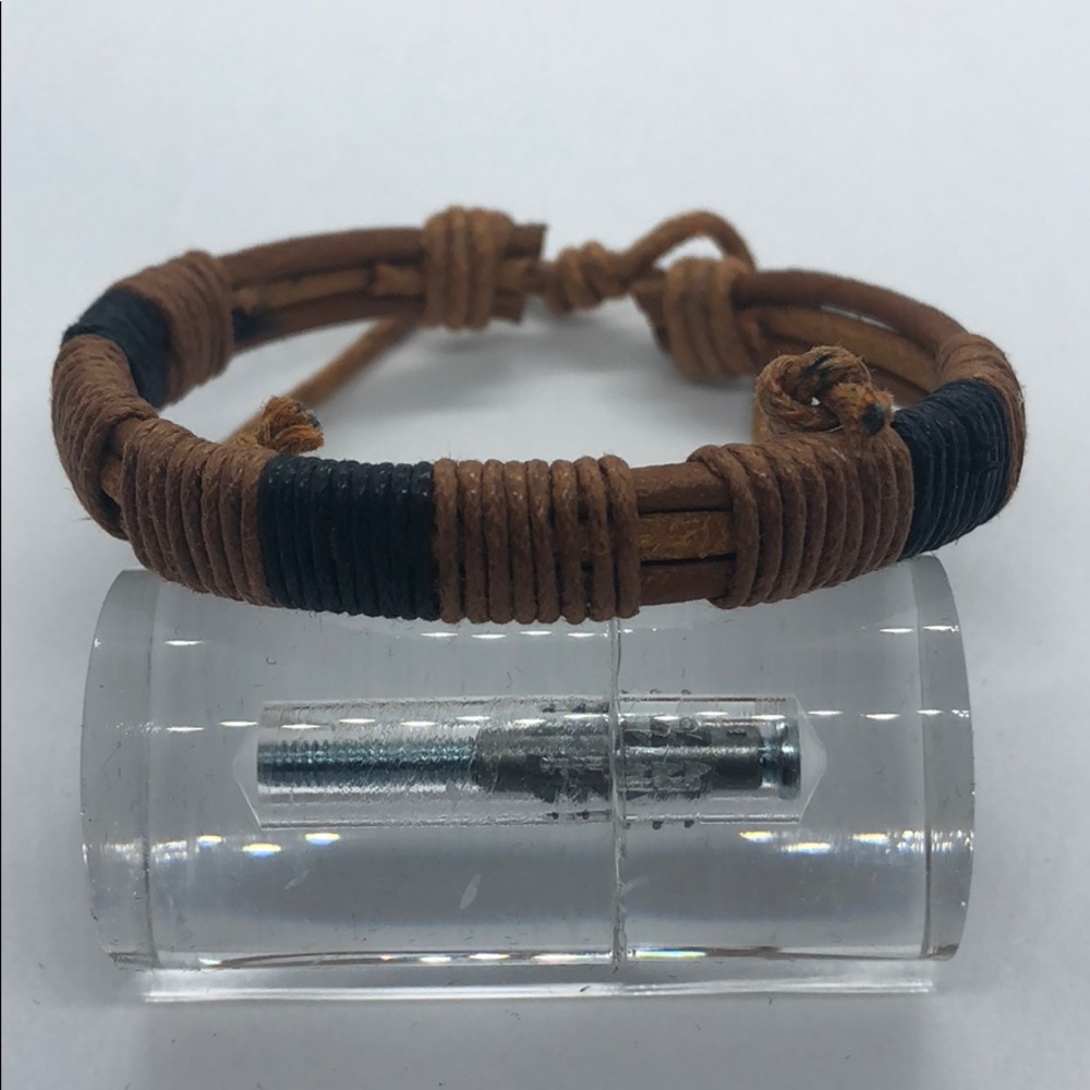 Brown black leather bracelet